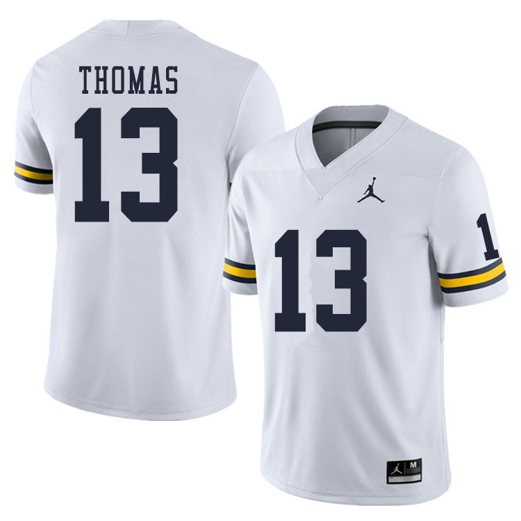 Men #13 Charles Thomas Michigan Wolverines College Football Jerseys Sale-White